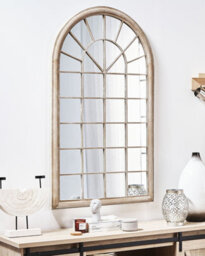 Beliani Wall Mirror Trevol 77 Cm 130 Cm Metal Beige - thumbnail 2