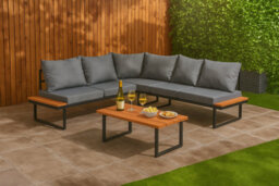 Home Treats L Shape Sofa Garden Furniture Set With Table & Cushions - thumbnail 1