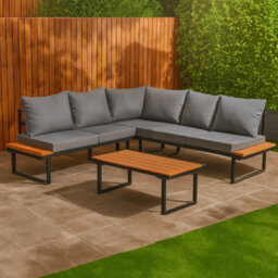 Home Treats L Shape Sofa Garden Furniture Set With Table & Cushions - thumbnail 5