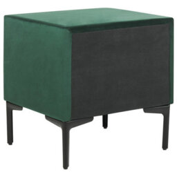 Wyld and Coco Aurahome Velvet Nightstand In Dark Green, 2-Drawer Bedside Table With Black Legs, Compact 44 X 38 X 45 Cm - thumbnail 6