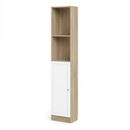 Furniture To Go Basic Tall Narrow Combination Storage Bookcase In Oak (4 Shelves) With White Door - thumbnail 6