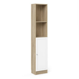 Furniture To Go Basic Tall Narrow Combination Storage Bookcase In Oak (4 Shelves) With White Door - thumbnail 4