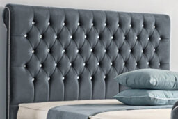 UKBEDFURNITURE Faye Steel Plush Valvet Upholstered Bed Frame Only - Slatted Base - 48 Inch Headboard - thumbnail 2