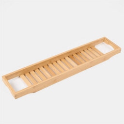 Bamboo Bath Tub Rack Storage Bathroom Caddy Shelf Tray Soap Holder Tidy Unit Natural - thumbnail 1