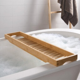 Bamboo Bath Tub Rack Storage Bathroom Caddy Shelf Tray Soap Holder Tidy Unit Natural - thumbnail 3