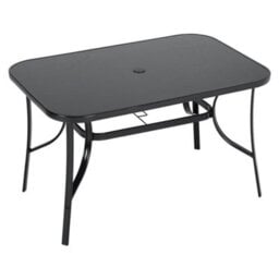 Living And Home Rectangular Metallic And Tempered Glass Garden Dinging Table With Parasol Hole Outdoor 120 Cm - thumbnail 1