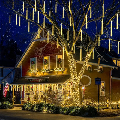 Living And Home Solar Powered Meteor Shower String Lights With Remote Control And Timer Function, Waterproof For Outdoor Christmas Decorations - image 1