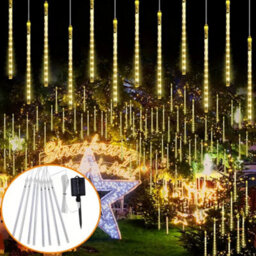 Living And Home Solar Powered Meteor Shower String Lights With Remote Control And Timer Function, Waterproof For Outdoor Christmas Decorations - thumbnail 4