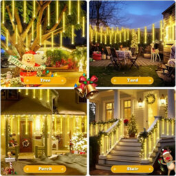 Living And Home Solar Powered Meteor Shower String Lights With Remote Control And Timer Function, Waterproof For Outdoor Christmas Decorations - thumbnail 2