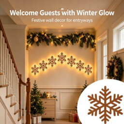 Amorly 7Pcs Light Up Wooden Wall Decor, Snowflake Diy Peel & Stick Christmas Lights, Warm Backlit Ornaments For Home Decoration - thumbnail 5