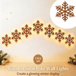 Amorly 7Pcs Light Up Wooden Wall Decor, Snowflake Diy Peel & Stick Christmas Lights, Warm Backlit Ornaments For Home Decoration - thumbnail 4
