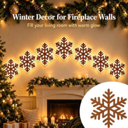 Amorly 7Pcs Light Up Wooden Wall Decor, Snowflake Diy Peel & Stick Christmas Lights, Warm Backlit Ornaments For Home Decoration - thumbnail 6