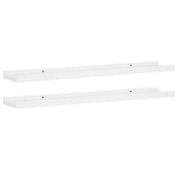 Berkfield Picture Frame Ledge Shelves 2 Pcs White 80X9X3 Cm Mdf - thumbnail 2