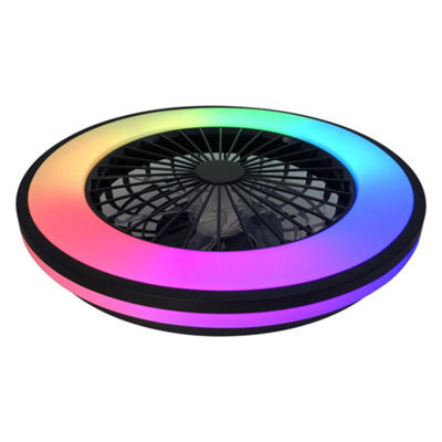 Kanlux 38034 Plave Led Cct And Rgb Ceiling Mounted Light Fitting With Fan In A Black And White Finish - image 1