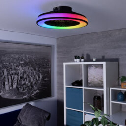 Kanlux 38034 Plave Led Cct And Rgb Ceiling Mounted Light Fitting With Fan In A Black And White Finish - thumbnail 3