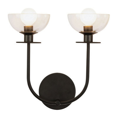 Luminosa Lighting Elstead Alora Mood Sylvia Wall Lamp Contemporary Matt Black 2X E14 - image 1