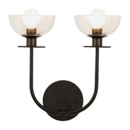Luminosa Lighting Elstead Alora Mood Sylvia Wall Lamp Contemporary Matt Black 2X E14 - thumbnail 1