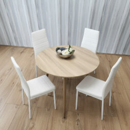 Kosy Koala Modern Round Dining Table Set With 4 White Faux Leather Chairs Dining Room Furniture - thumbnail 2