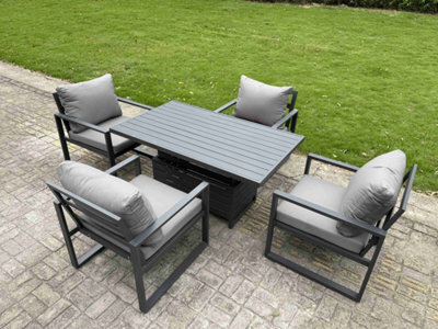 Fimous Aluminium Garden Furniture Set Adjustable Rising Lifting Dining Table And 4 Chairs Set - image 1