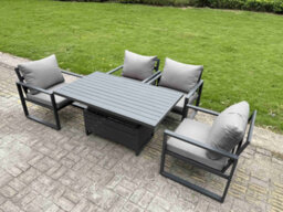 Fimous Aluminium Garden Furniture Set Adjustable Rising Lifting Dining Table And 4 Chairs Set - thumbnail 2