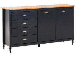 Wyld And Coco Nordic Luxe Sideboard Black With Natural Pine Top - 2 Door 4 Drawer Scandinavian Cabinet - thumbnail 3