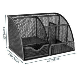 Metal Mesh Desk Organiser Stationery Pen Pencil Holder Tidy Storage For Office - thumbnail 2