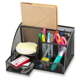 Metal Mesh Desk Organiser Stationery Pen Pencil Holder Tidy Storage For Office - thumbnail 3
