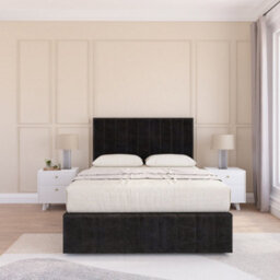 "Sloomy 4Ft California Divan Bed Base Black Plush ,2 Drawers, 12"" Footboard & 54"" Floor Standing Headboard - Small Double" - thumbnail 2