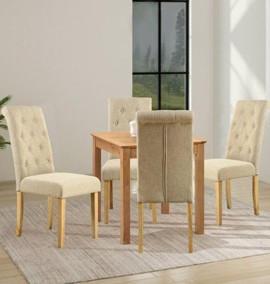 Hallowood Furniture Hereford Oak Small Dining Table With 4 Fabric Chairs - image 1