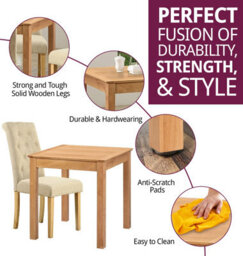 Hallowood Furniture Hereford Oak Small Dining Table With 4 Fabric Chairs - thumbnail 2