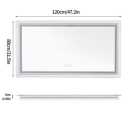 Luvodi 1200X800mm Large Dual Led Wall Mirror Bathroom Mirrors Vanity Makeup Anti-Fog Waterproof Hd - thumbnail 2