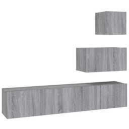 Berkfield Modern 4 Piece Tv Cabinet Set Grey Sonoma Engineered Wood - thumbnail 1