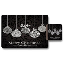 Benjamin Tate Design Placemat Coaster Set 12 Designer Ornament Collection On Black Scroll Pattern Exclusive Edition - thumbnail 1