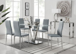 Furniturebox Uk Florini V Grey Dining Table And 6 Grey Milan Chairs - thumbnail 1
