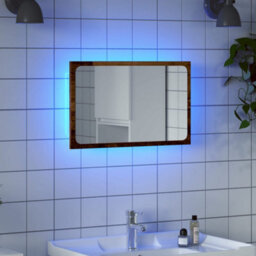 Berkfield Bathroom Mirror With Led Light Old Wood 60X8.5X38 Cm