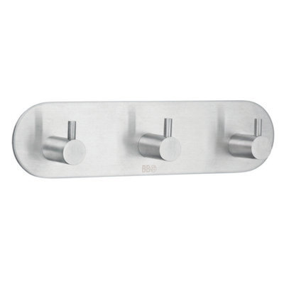 Beslagsboden - Triple Hook In Brushed Stainless Steel Self-Adhesive