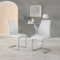 Furniturebox Uk 4 Seater Dining Set - Imperia White High Gloss Dining Table And Chairs - 4 White Lorenzo Chrome Dining Chairs - thumbnail 5