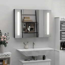 Kleankin Led Bathroom Mirror Cabinet With Shelves Wall Mount High Gloss Black