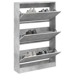 Berkfield Shoe Cabinet Concrete Grey 80X21X125.5 Cm Engineered Wood - thumbnail 1