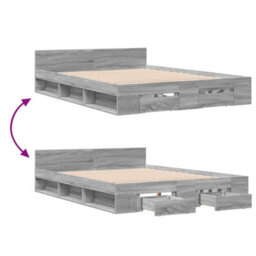 Berkfield Bed Frame With Drawers Without Mattress Grey Sonoma 140X190 Cm - thumbnail 7