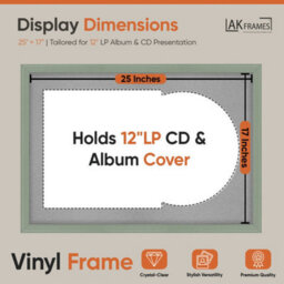 "AK Frames 25X17"" Green Classic Vinyl Record Frame With Silver Mount For 12 Inch Lp Cover & Disc - Overlapped Design" - thumbnail 2