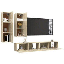 Berkfield 4 Piece Tv Cabinet Set Sonoma Oak Engineered Wood - thumbnail 3