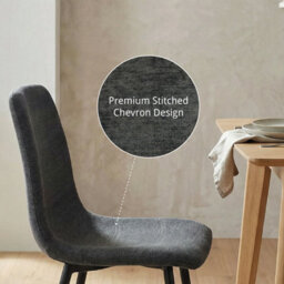Fwstyle Evie Set Of 2 Grey Linen Upholstered Black Steel Frame Dining Chairs - thumbnail 2