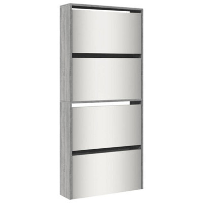 Berkfield Modern Shoe Cabinet With Mirror 4-Layer Grey Sonoma 63X17X134 Cm