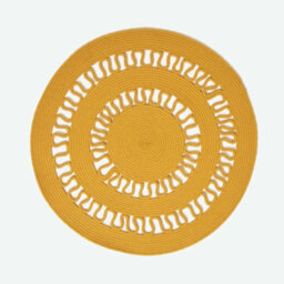 Homescapes Mustard Crochet Braided Rug 70Cm Round - thumbnail 1