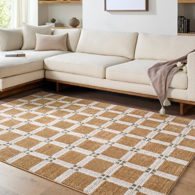 Livabliss La Luna-Modern Brown Off-White, Grey Green Graphic Living Dining Bedroom Rug 200 X 275 Cm Easy Care, Non Shedding - image 1