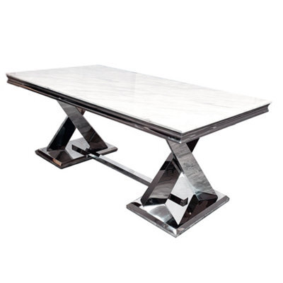 Stratus Interiors Arriana 1.8M White Marble Dining Table - Modern Luxury - 180 (W) 90 (D) 74 (H) - image 1