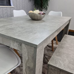 Kosy Koala Grey Dining Kitchen Table With 4 White Chairs And A Bench Kitchen Grey Dining Room Tulip Chairs Dining Room Furniture - thumbnail 4