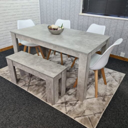Kosy Koala Grey Dining Kitchen Table With 4 White Chairs And A Bench Kitchen Grey Dining Room Tulip Chairs Dining Room Furniture - thumbnail 1