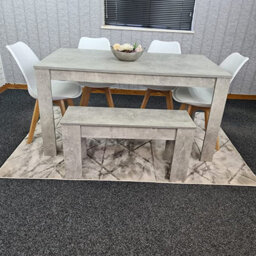 Kosy Koala Grey Dining Kitchen Table With 4 White Chairs And A Bench Kitchen Grey Dining Room Tulip Chairs Dining Room Furniture - thumbnail 5